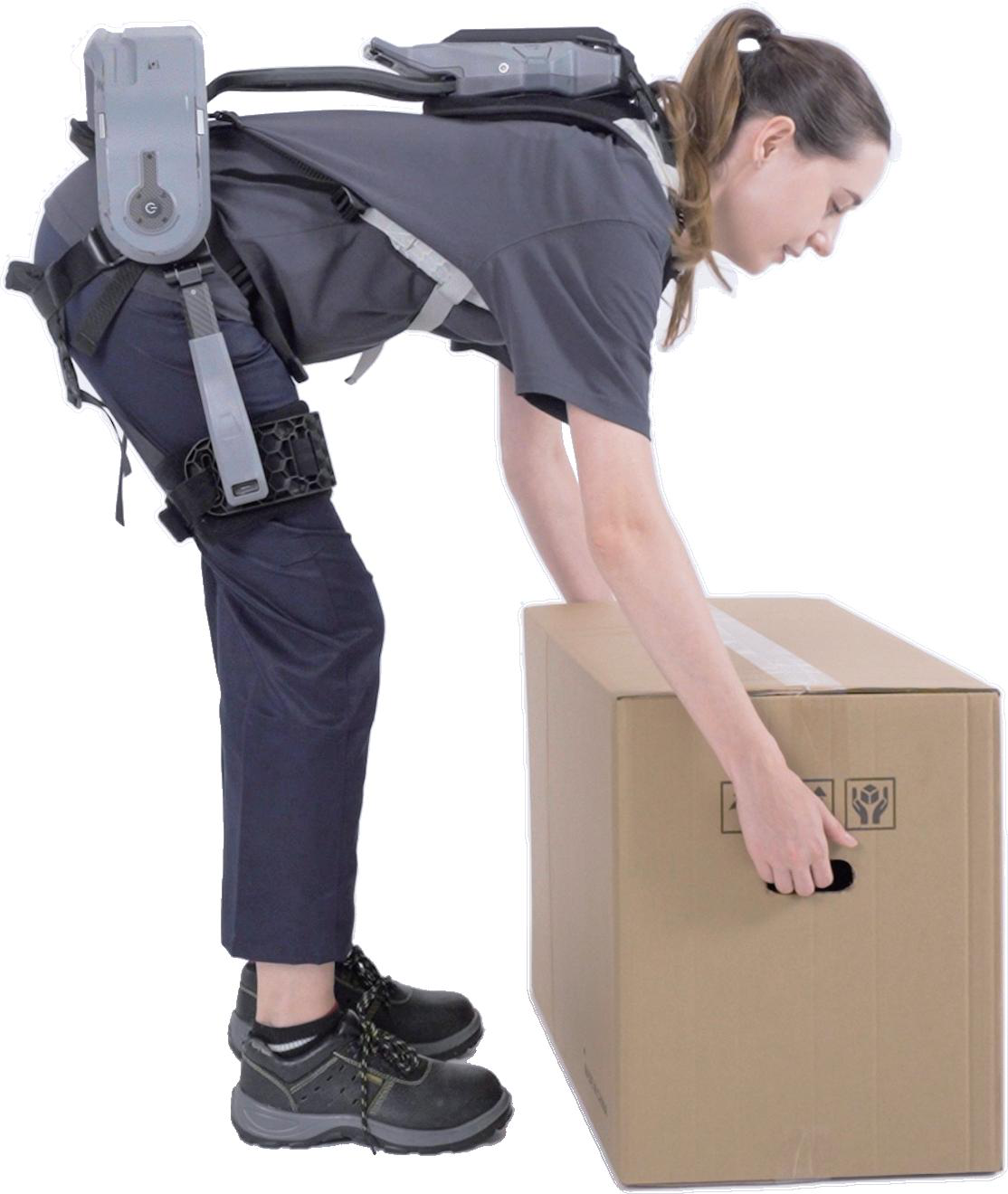 Worker lifting while wearing the FIT-HV Pro motorised waist exoskeleton